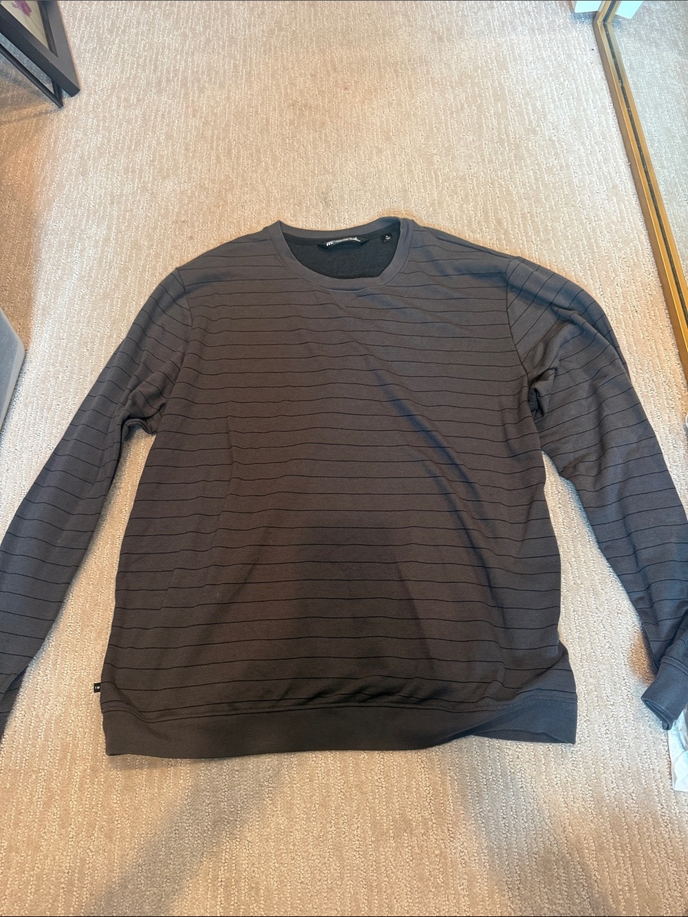 Men's Crewneck Sweater - Charcoal with Subtle Stripe